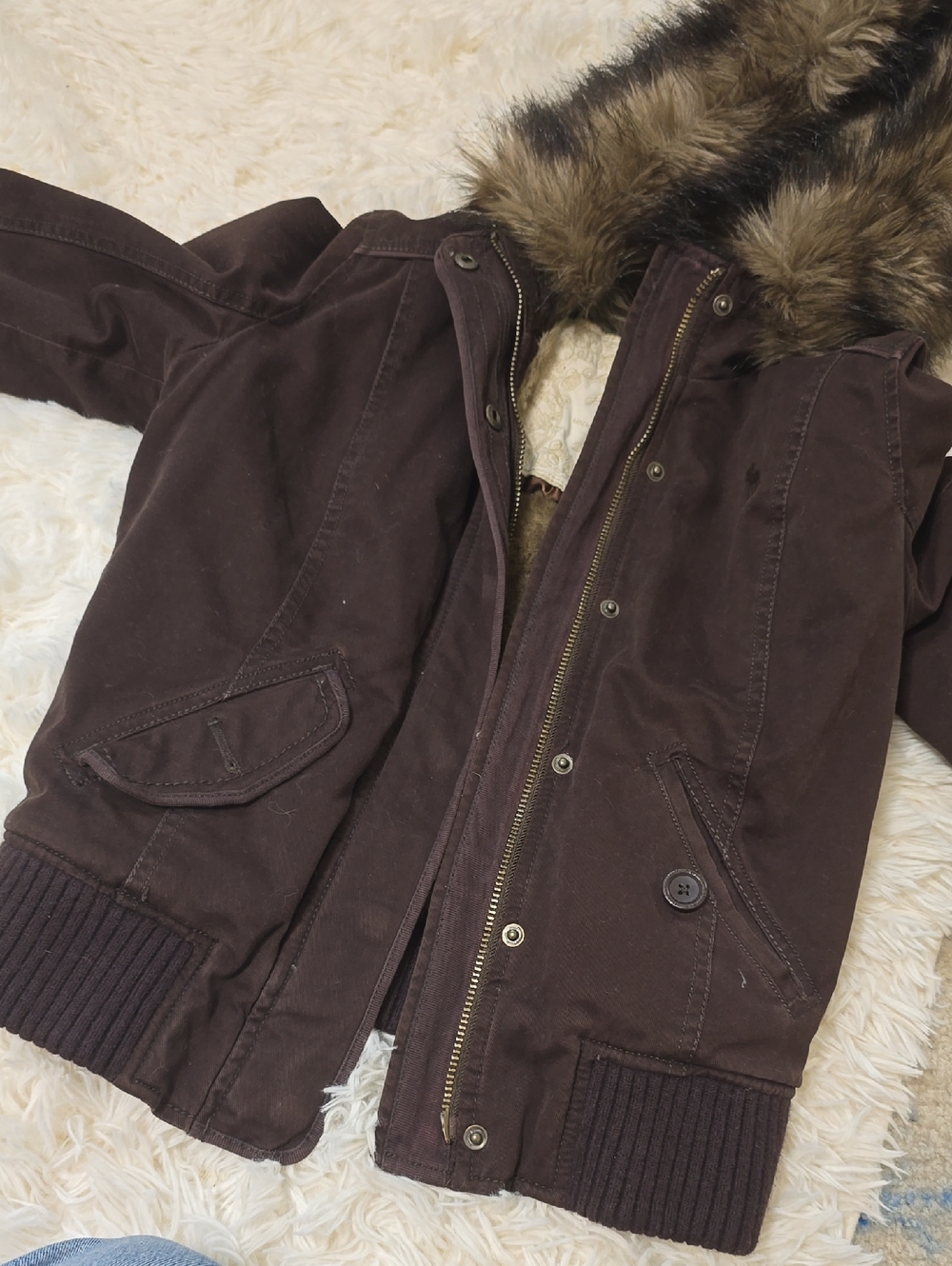A&F Vintage Brown Faux Fur Jacket